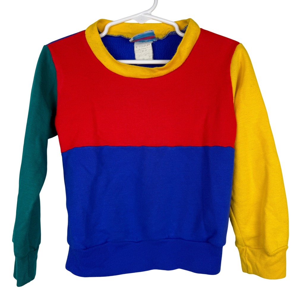 Fisher Price Kidswear Colorblock Sweatshirt 4t Long Sleeve Vintage 70s‎ Soft